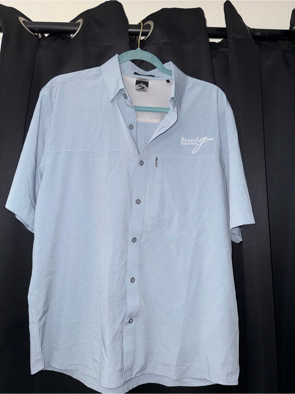 Light Blue Short-Sleeve Casual Button-Down Shirt by Brand G